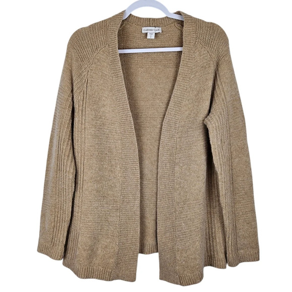 Coldwater Creek lambswool angora blend open cardigan tan S/8 - Picture 1 of 7